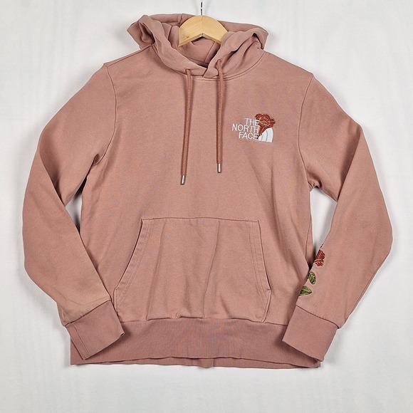The North Face Tops - The North Face Floral Embroidered Pullover Hoodie Pink Mauve Medium